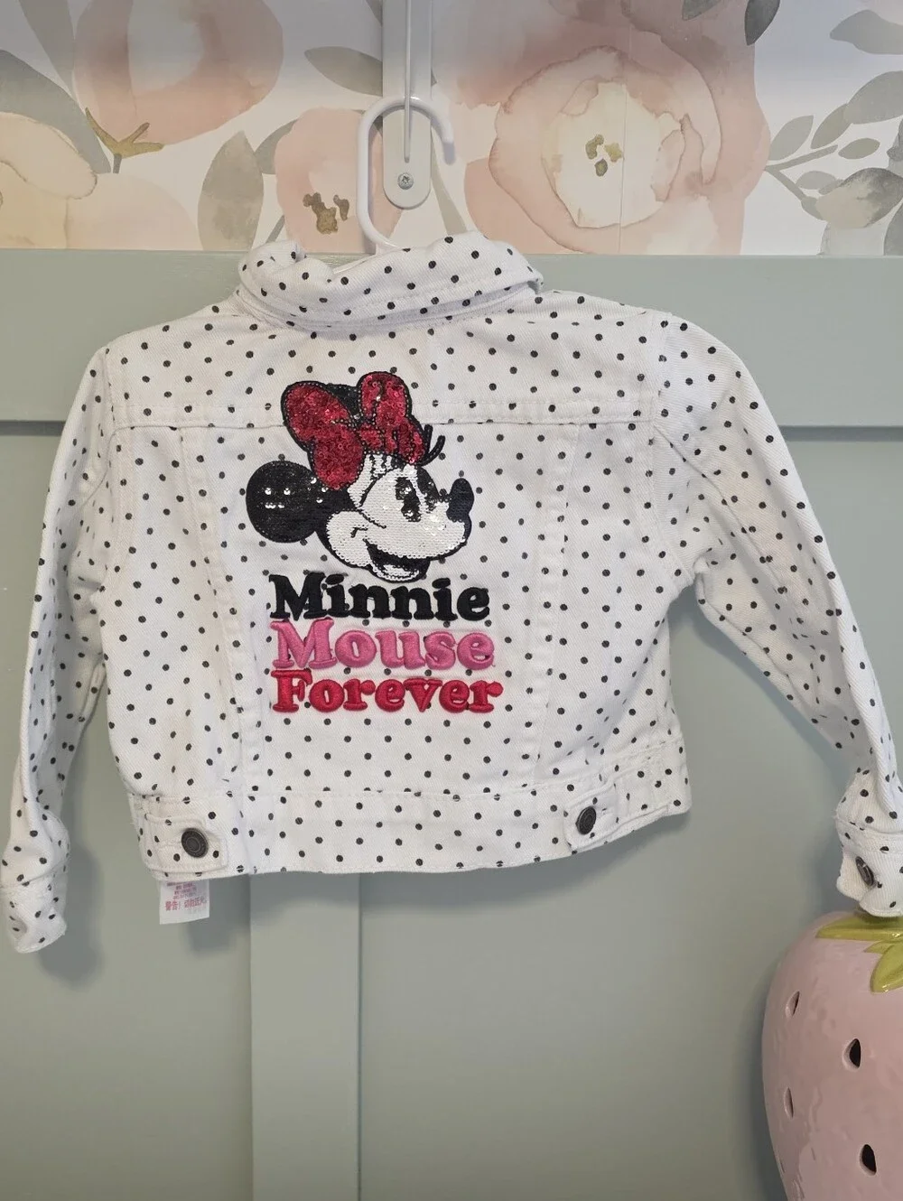 Disney 3 Or 3t Minnie Mouse Polka Dot Jacket - White with Black Dots